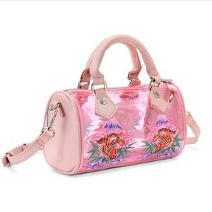 Ed Hardy Pink Crossbody Bag with Tiger Motif